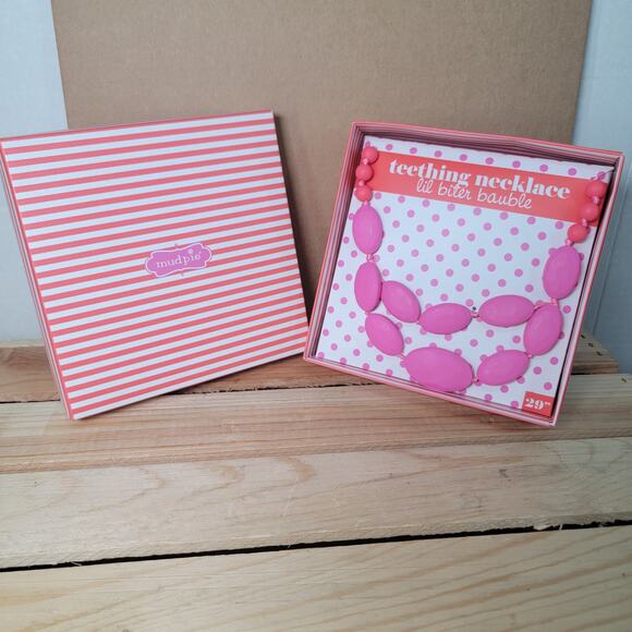 Mud Pie Lil Biter Bauble 100% Silicone Pink 29" Teething Necklace NEW - Picture 1 of 5